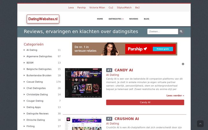 Screenshot van datingwebsites.nl