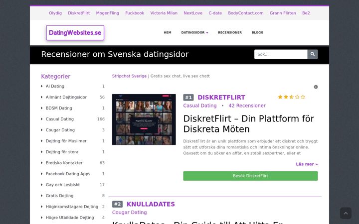 Snimka zaslona za datingwebsites.se