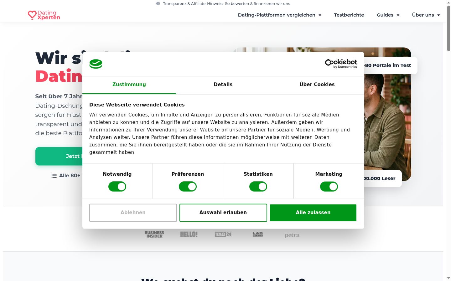 Screenshot of the consent banner shown before any interaction