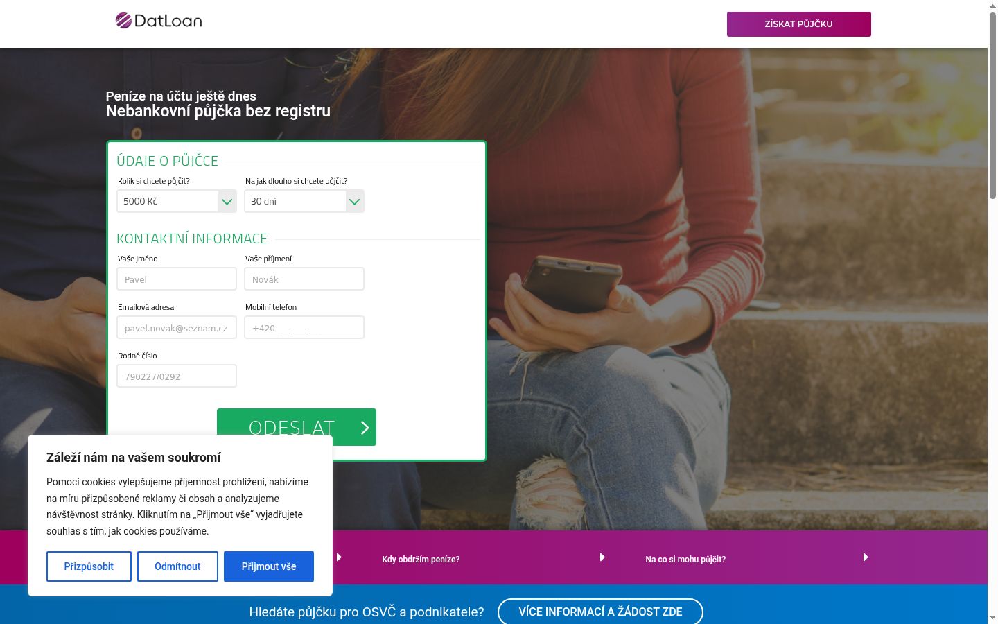 Sutikimo reklamjuostės, rodytos prieš bet kokią sąveiką, ekrano kopija