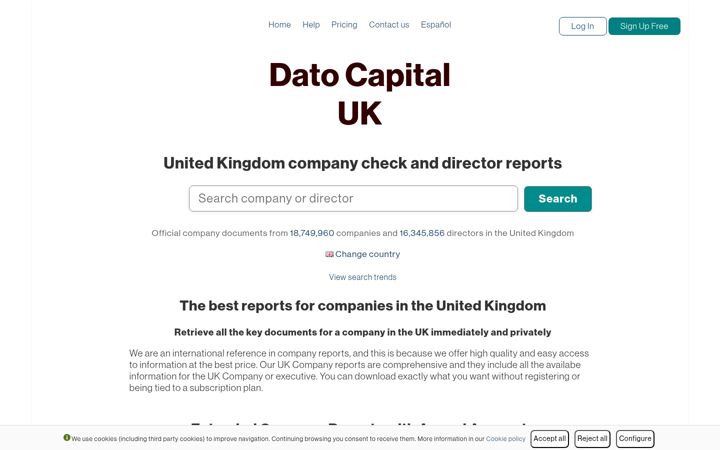 Snímek obrazovky datocapital.uk