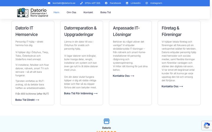 Snimka zaslona za datorio.se