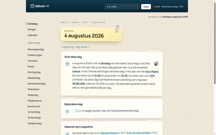 Screenshot van datum.nl