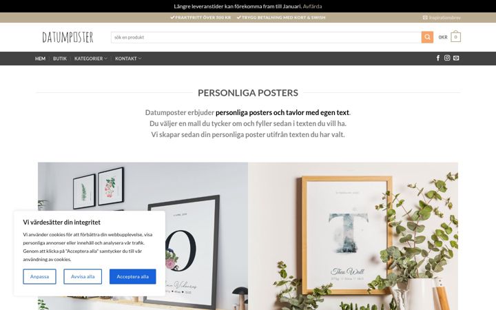Snimka zaslona za datumposter.se