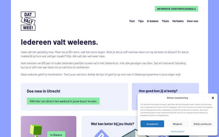 Screenshot van datvaltmee.nl