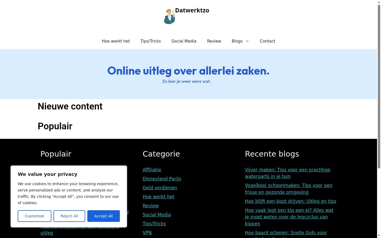 Screenshot des Einwilligungsbanners vor jeglicher Interaktion