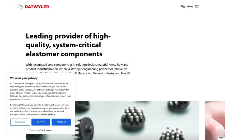 Screenshot of datwyler.com