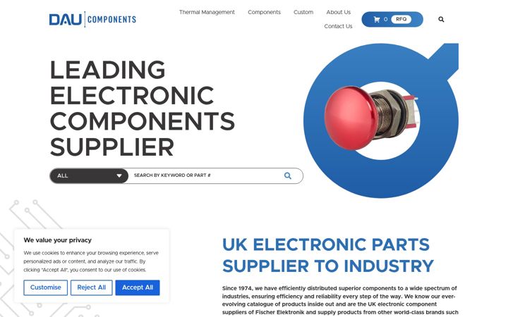Captura de ecrã de dau-components.co.uk