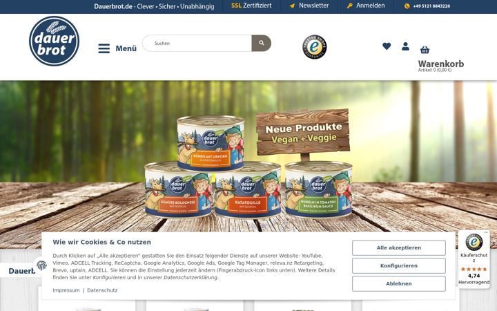 Screenshot of dauerbrot.de