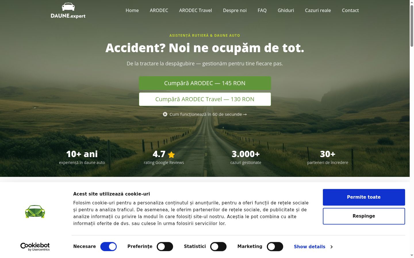 Capture d'écran de la bannière de consentement affichée avant toute interaction