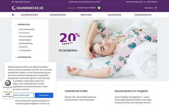 Screenshot of daunendecke.de
