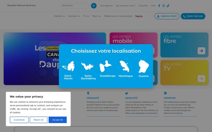 Captură de ecran a dauphintelecom.com
