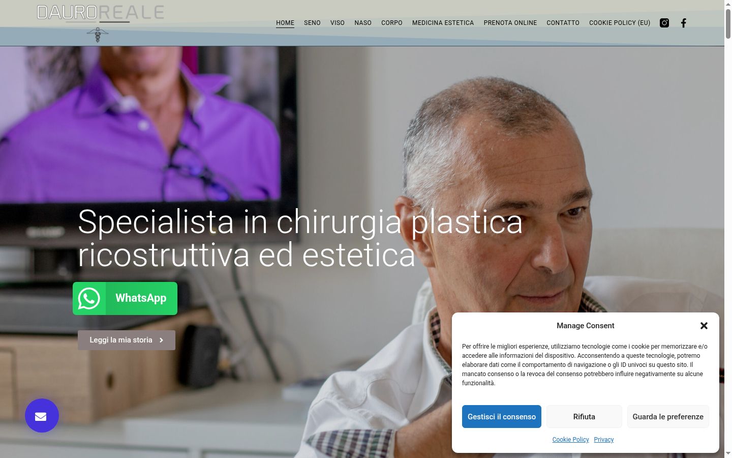 Captura de ecrã do banner de consentimento apresentado antes de qualquer interação