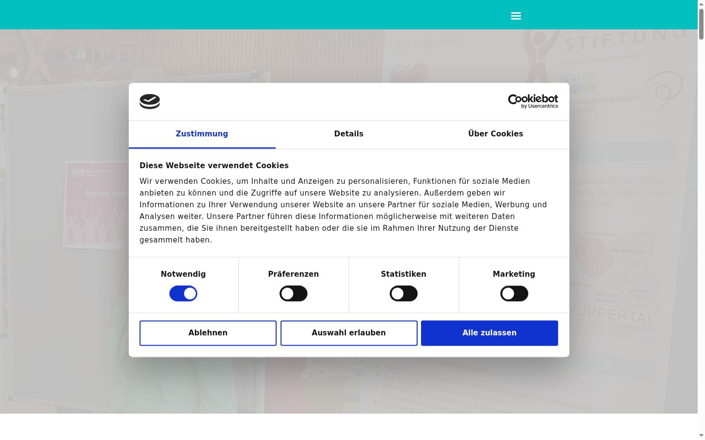 Screenshot of the consent banner shown before any interaction
