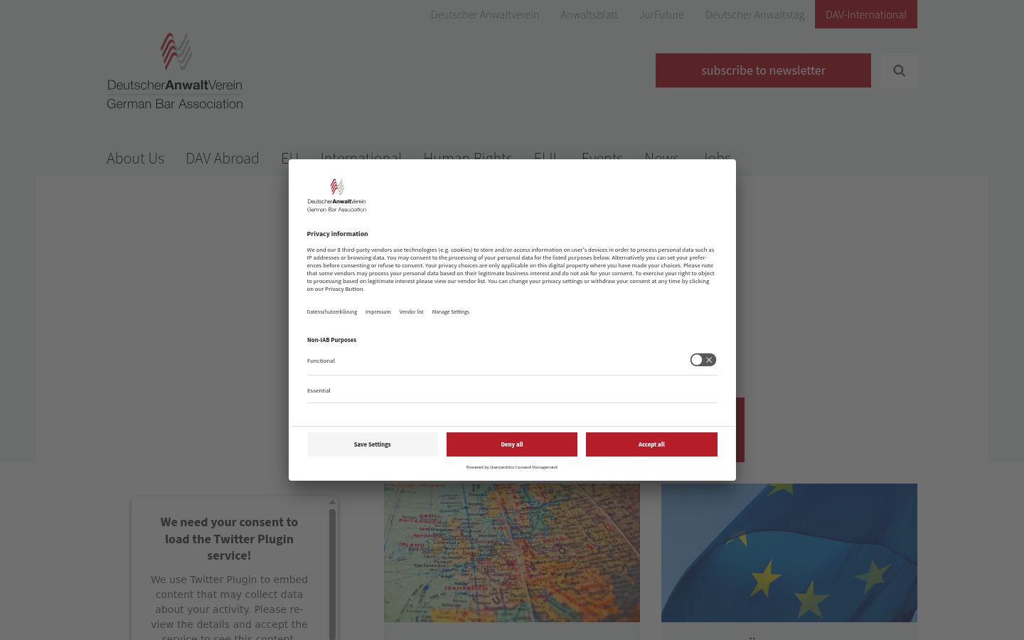 Screenshot of the consent banner shown before any interaction