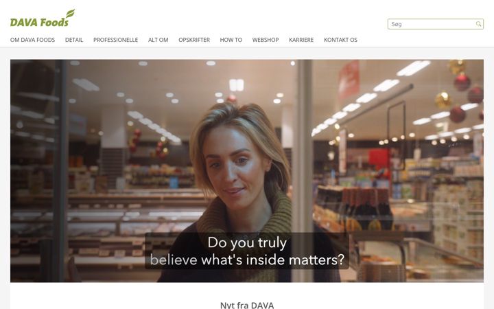 Screenshot of davafoods.dk