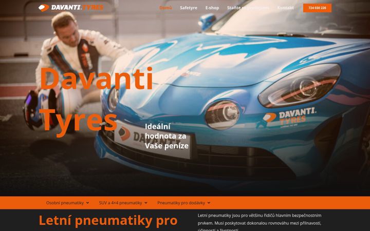 Екранна снимка на davanti-pneu.cz