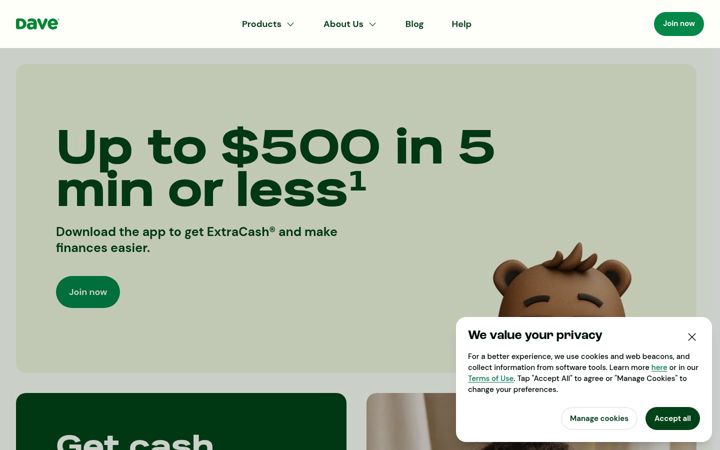 Screenshot of dave.com