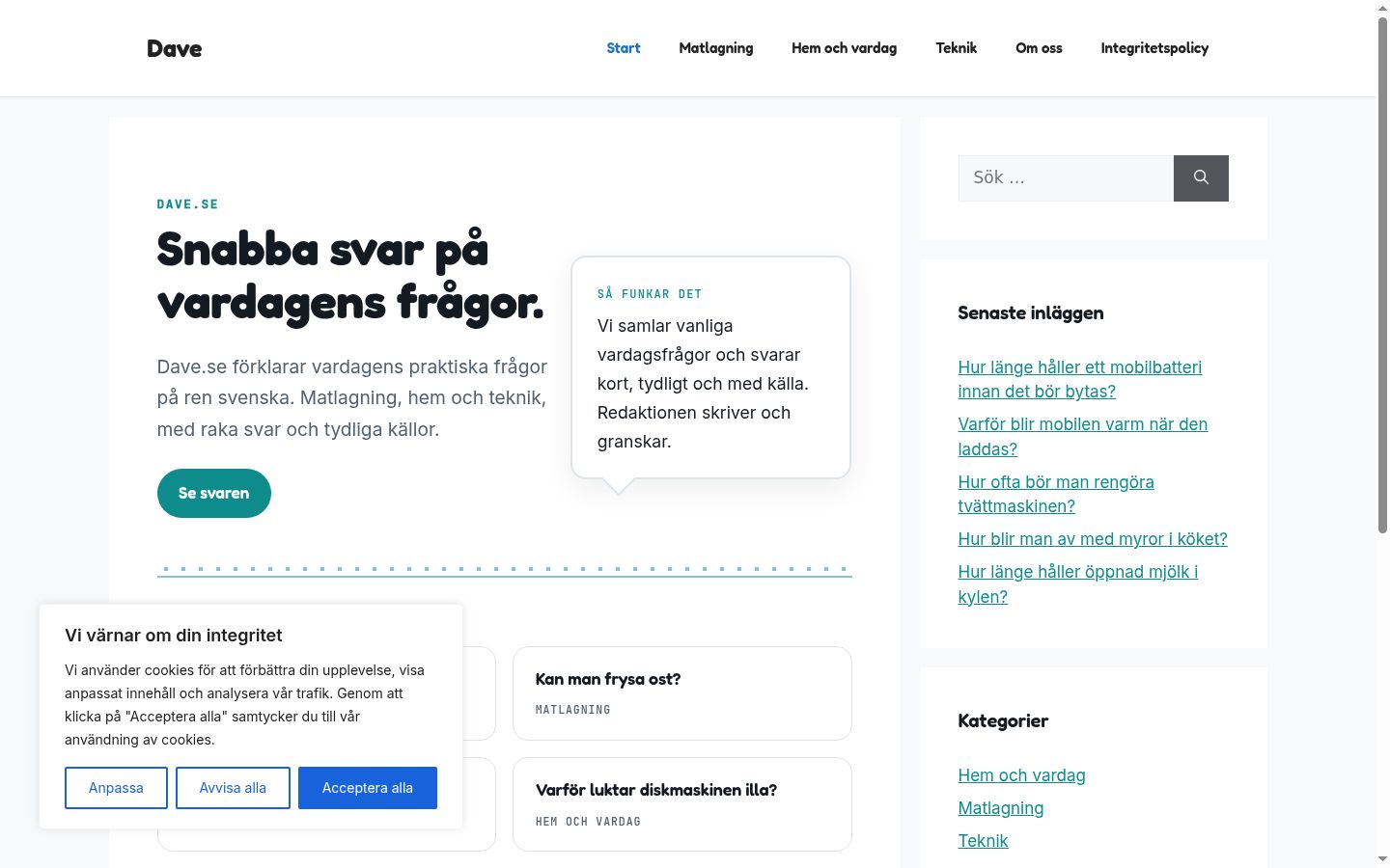 Screenshot des Einwilligungsbanners vor jeglicher Interaktion
