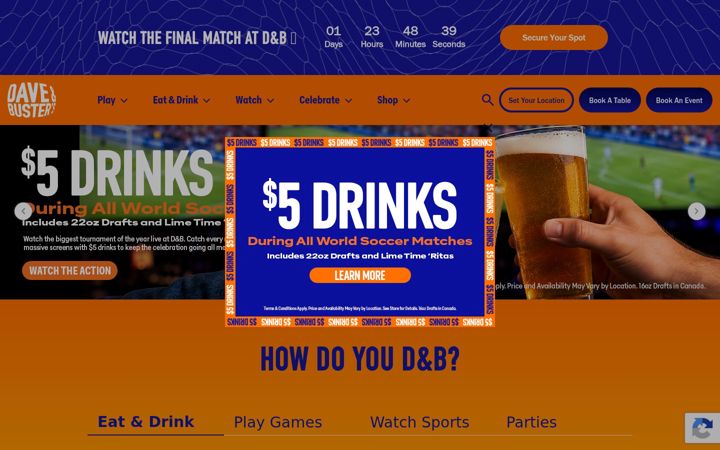 Screenshot van daveandbusters.com