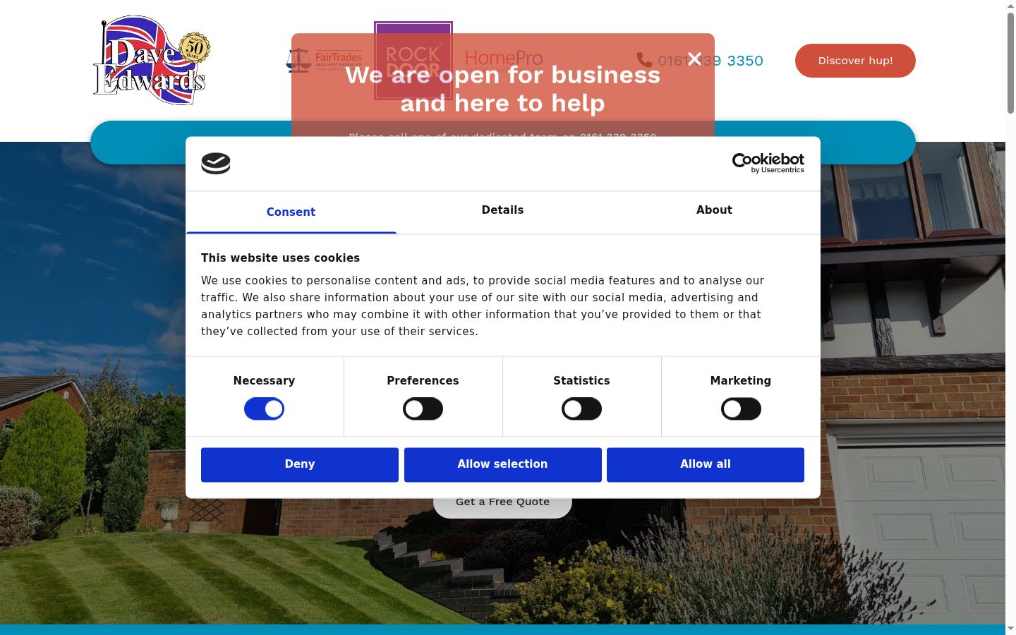 Screenshot of the consent banner shown before any interaction
