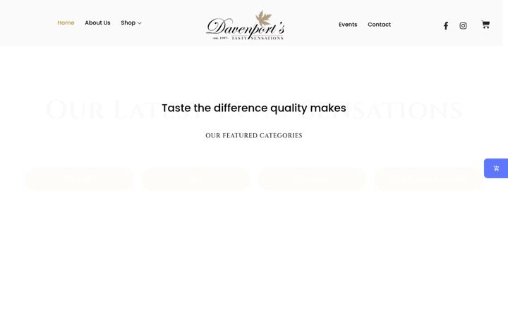 Screenshot of davenportstastysensations.com