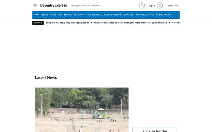 Captura de pantalla de daventryexpress.co.uk