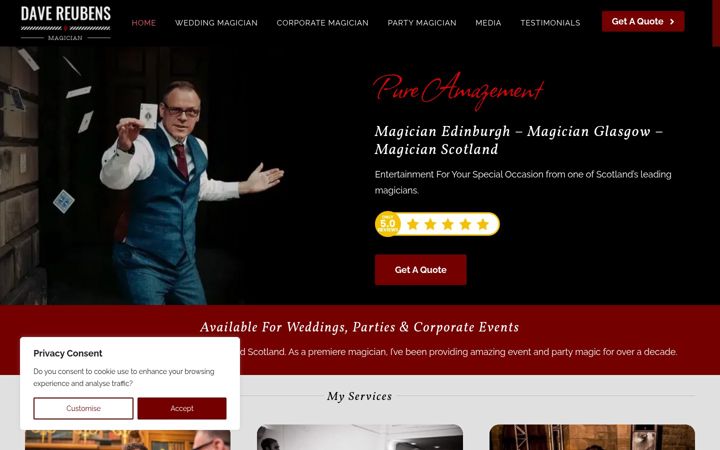Captura de pantalla de davereubensmagic.co.uk