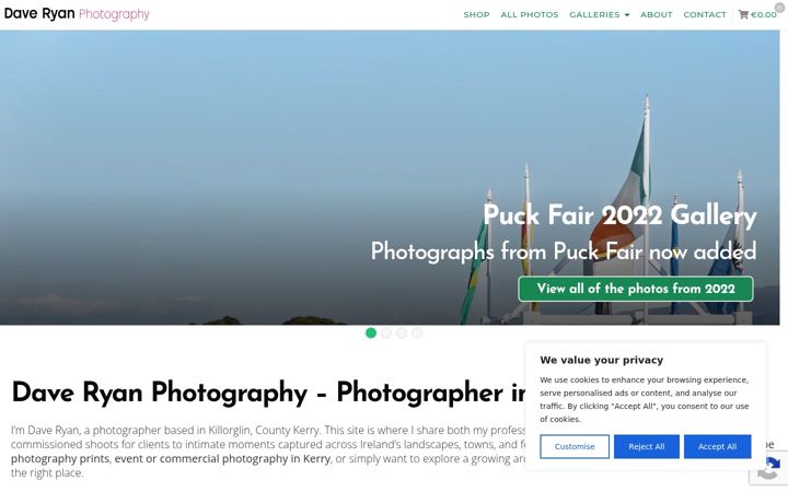 Screenshot of daveryanphotography.com
