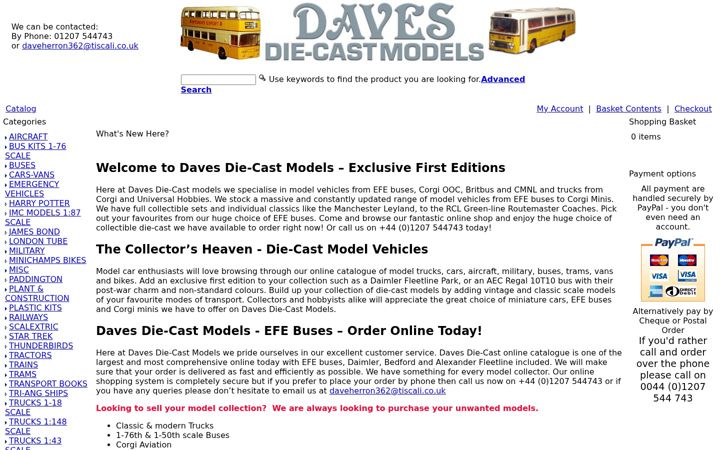 Screenshot of davesdiecastmodels.co.uk