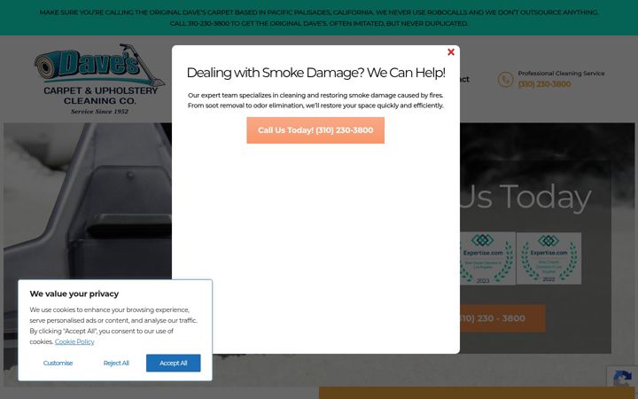 Screenshot of davesrugcare.com