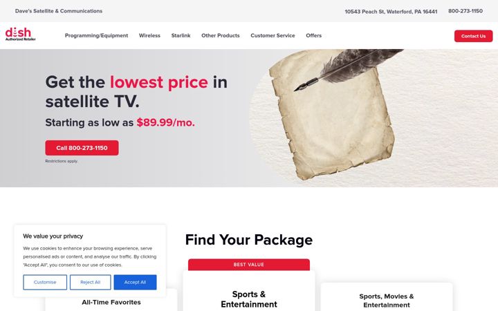 Screenshot of davessatellitetv.com