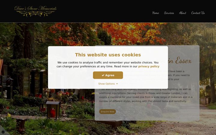 Screenshot of davestonememorials.co.uk