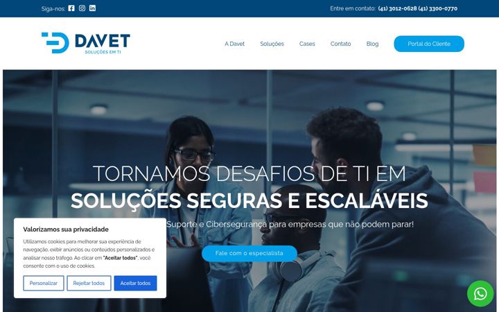 Screenshot stránky davet.com.br