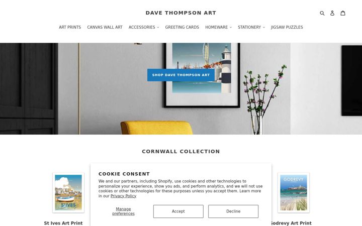 Screenshot of davethompsonart.co.uk