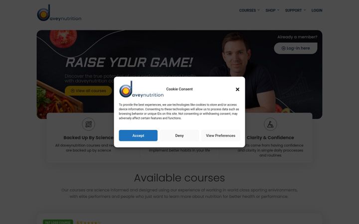 Screenshot of daveynutrition.courses