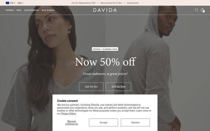 Screenshot of davidacashmere.dk