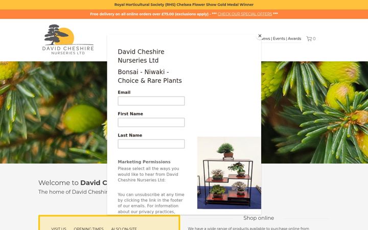 Screenshot of davidcheshirenurseries.co.uk