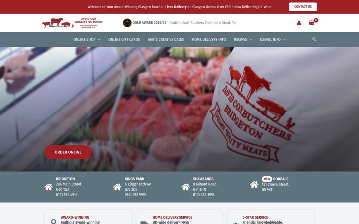 Screenshot of davidcoxbutchers.co.uk