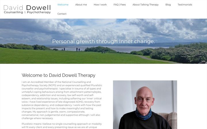 Skærmbillede af daviddowelltherapy.co.uk