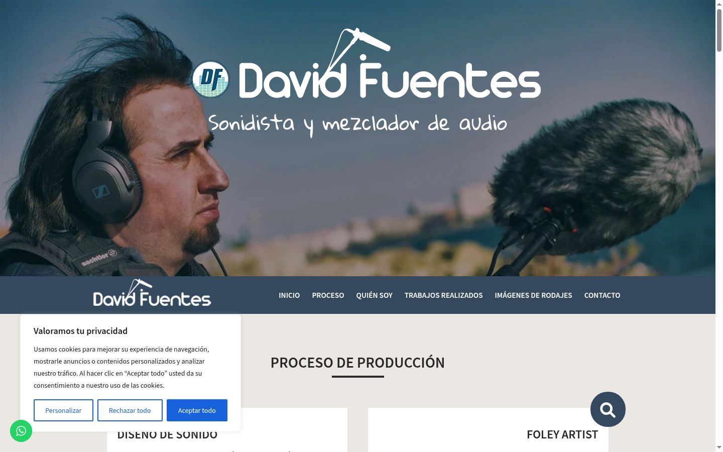 Captura de pantalla del banner de consentimiento mostrado antes de cualquier interacción