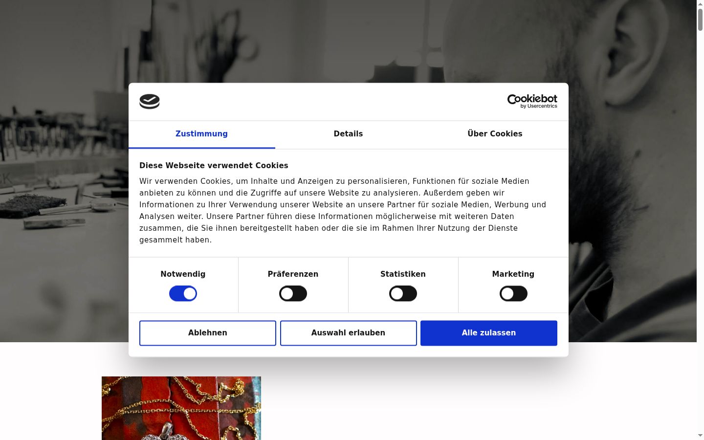 Snimka zaslona bannera za privolu prikazanog prije bilo kakve interakcije