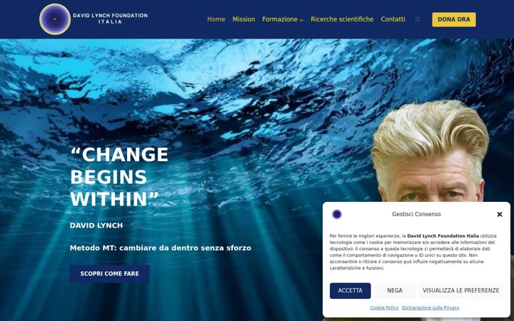 Captură de ecran a davidlynchfoundationitalia.org