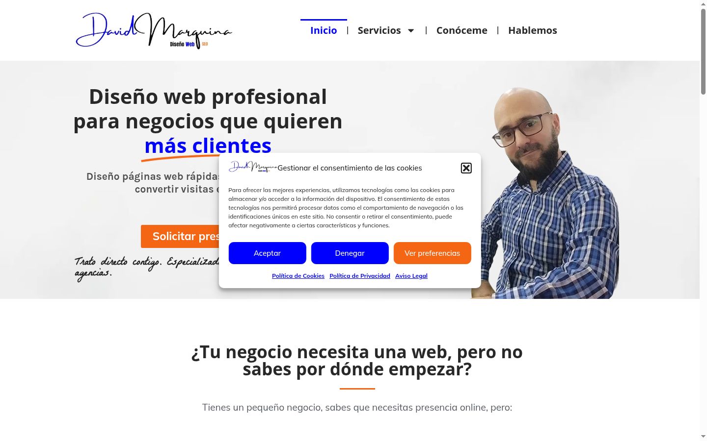 Screenshot del banner di consenso mostrato prima di qualsiasi interazione
