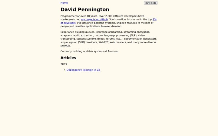 Screenshot of davidpennington.me