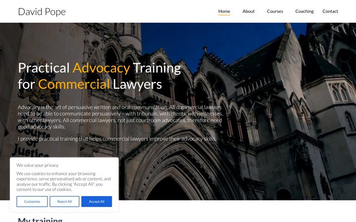 Screenshot of davidpopetraining.com