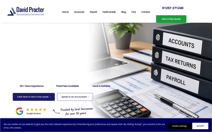 Screenshot of davidprocteraccountancy.co.uk