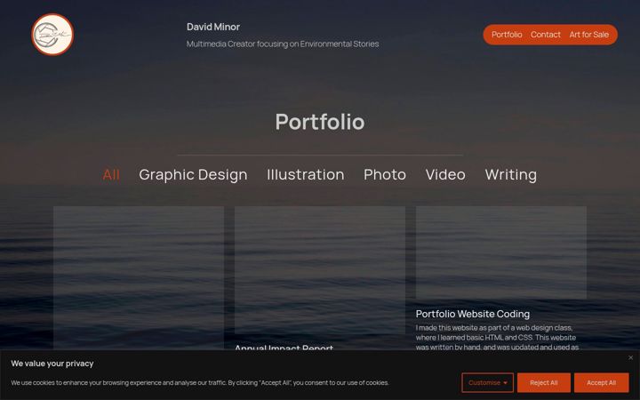 Screenshot of davidpwminor.com