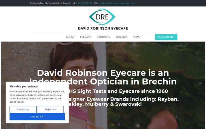 Screenshot of davidrobinsoneyecare.com