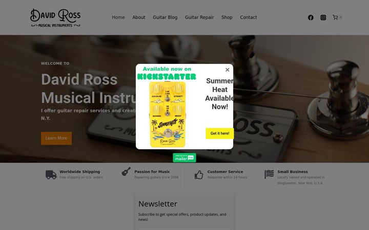 Screenshot of davidrossmusicalinstruments.com
